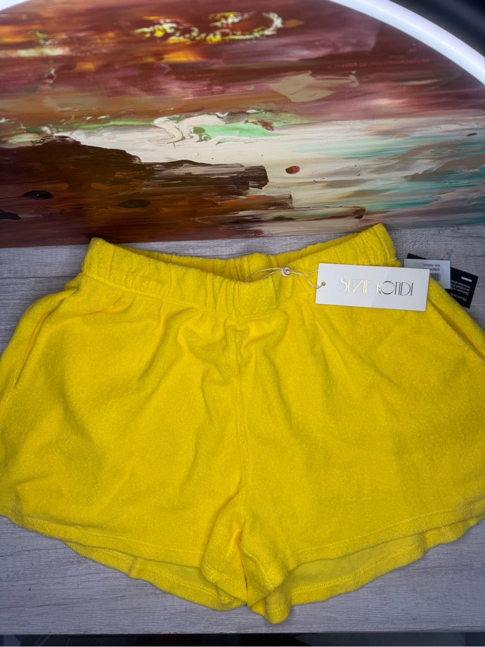 Suzi Kondi Bright Yellow Terry Elastic-Waist Athletic Shorts